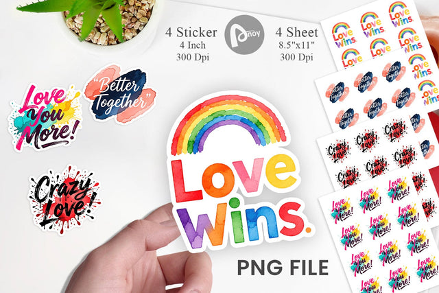 Sticker Modern Love Notes Watercolor Sublimation artnoy 