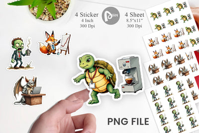 Sticker Monday Morning Zombies Office Coffee Humor Sublimation artnoy 