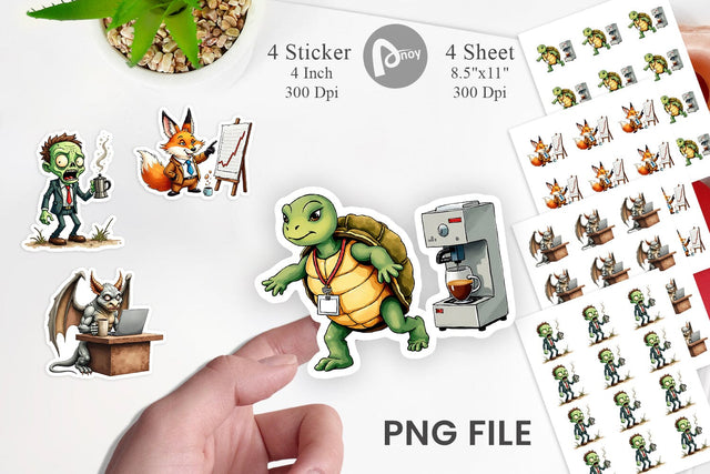 Sticker Monday Morning Zombies Office Coffee Humor Sublimation artnoy 