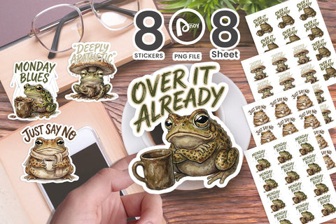 Sticker Moody Amphibian Coffee Club Quotes Sublimation artnoy 