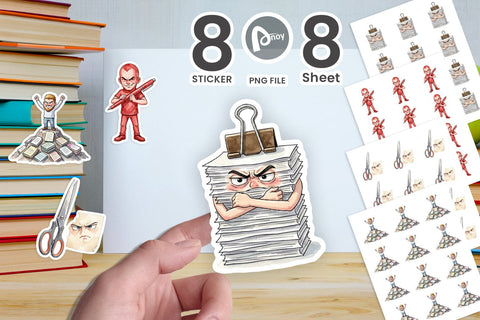 Sticker Moody Desk Mascot Teacher Watercolor Sublimation artnoy 