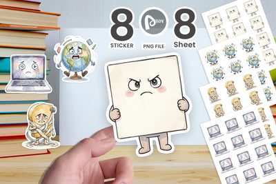 Sticker Moody Desk Mascot Teacher Watercolor Sublimation artnoy 