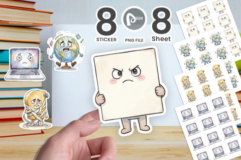 Sticker Moody Desk Mascot Teacher Watercolor Sublimation artnoy 