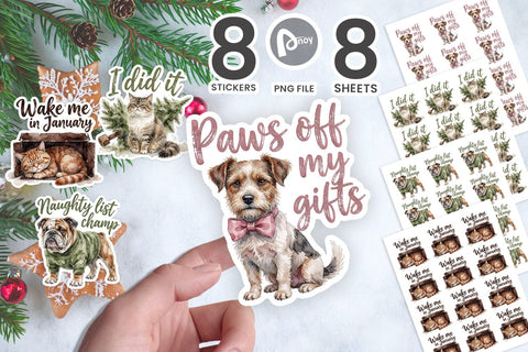 Sticker Moody Sarcastic Christmas Pets Watercolor SVG artnoy 