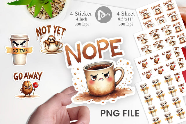 Sticker Morning Grump Coffee Sarcastic Quotes Sublimation artnoy 