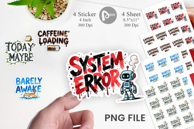 Sticker Morning Resurrection Caffeinated Chaos Quotes Sublimation artnoy 