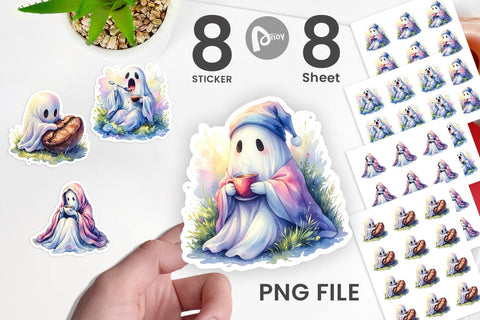 Sticker Morning Routine Coffee Ghost Sublimation artnoy 