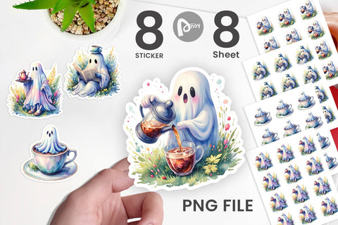 Sticker Morning Routine Coffee Ghost Sublimation artnoy 