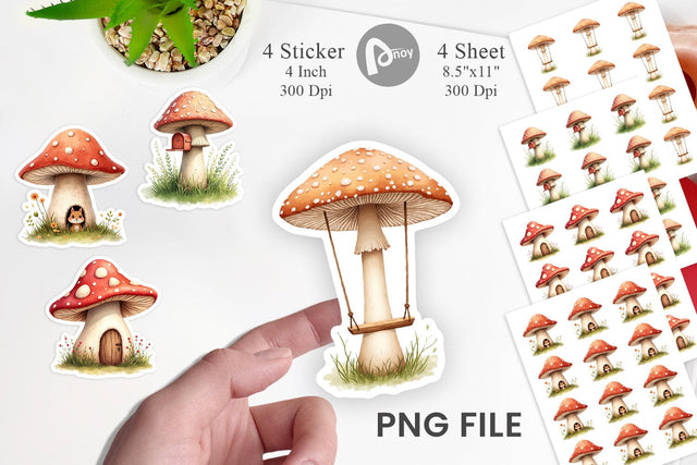 Sticker Mushroom Homes Sublimation artnoy 
