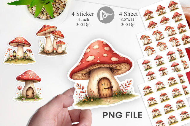 Sticker Mushroom Homes Sublimation artnoy 