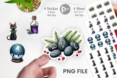 Sticker Mystical Macabre Yule Watercolor Sublimation artnoy 