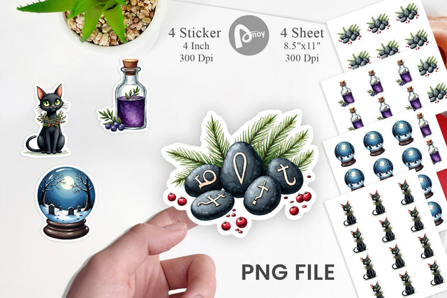 Sticker Mystical Macabre Yule Watercolor Sublimation artnoy 