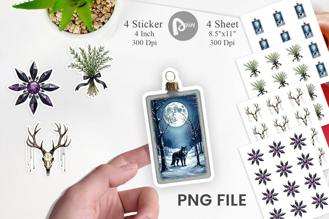 Sticker Mystical Macabre Yule Watercolor Sublimation artnoy 