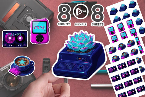 Sticker Neon Cyberpunk Hygge Nostalgia Cafe SVG artnoy 
