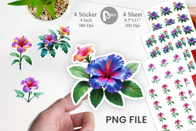 Sticker Neon Hibiscus Sublimation artnoy 