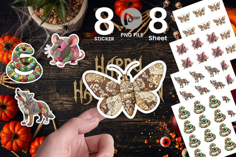 Sticker Nocturnal Animal Patchwork Fabric Art Sublimation artnoy 