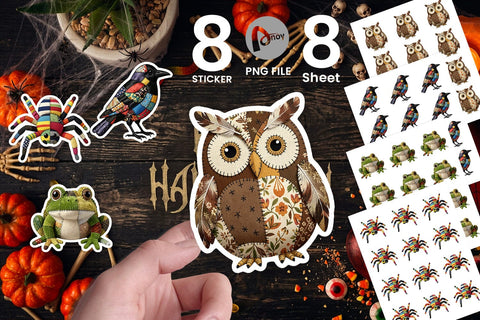 Sticker Nocturnal Animal Patchwork Fabric Art Sublimation artnoy 