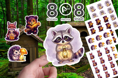 Sticker Nocturnal Forest Glimmer Watercolor Sublimation artnoy 