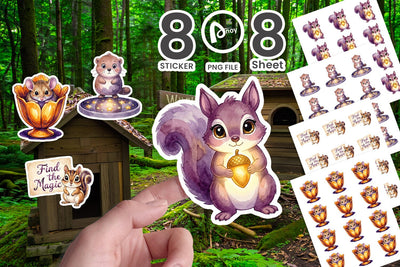 Sticker Nocturnal Forest Glimmer Watercolor Sublimation artnoy 