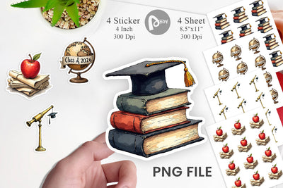 Sticker Nostalgic Academia Vintage School Supplies Sublimation artnoy 