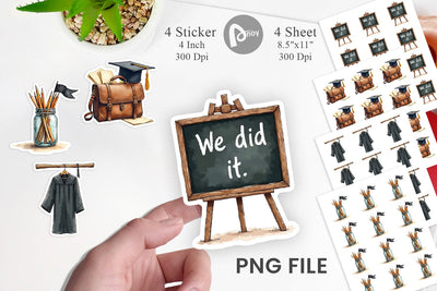 Sticker Nostalgic Academia Vintage School Supplies Sublimation artnoy 