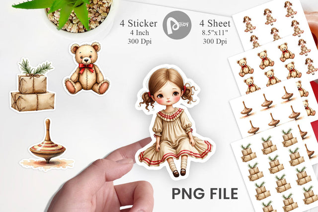 Sticker Nostalgic Christmas Toys Sublimation artnoy 