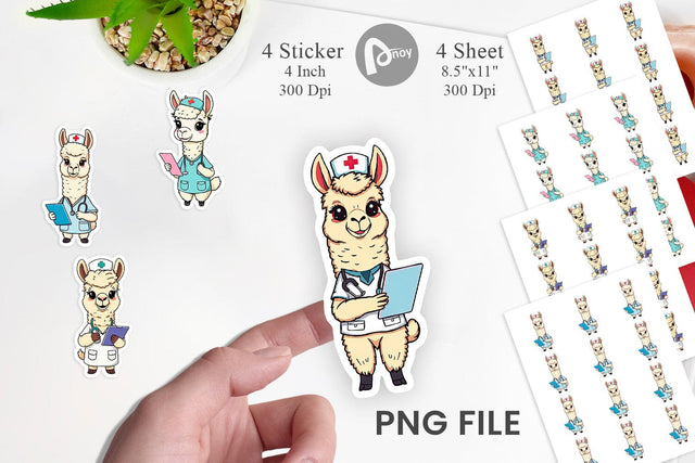 Sticker Nurse Alpaca Sublimation artnoy 