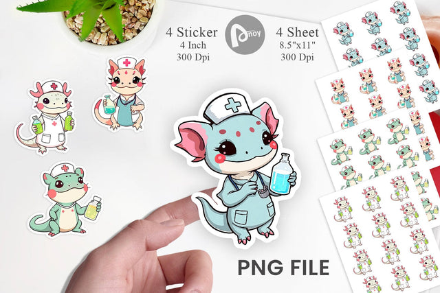 Sticker Nurse Axolotl Sublimation artnoy 