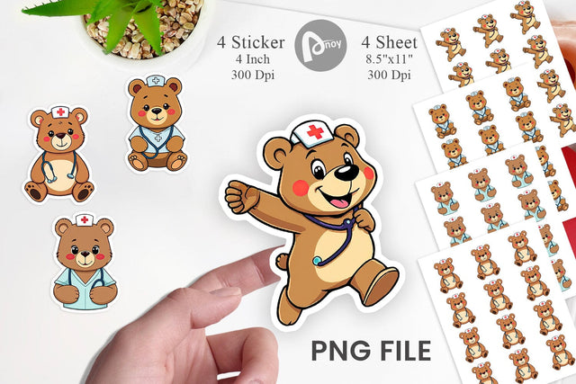 Sticker Nurse Bear Sublimation artnoy 