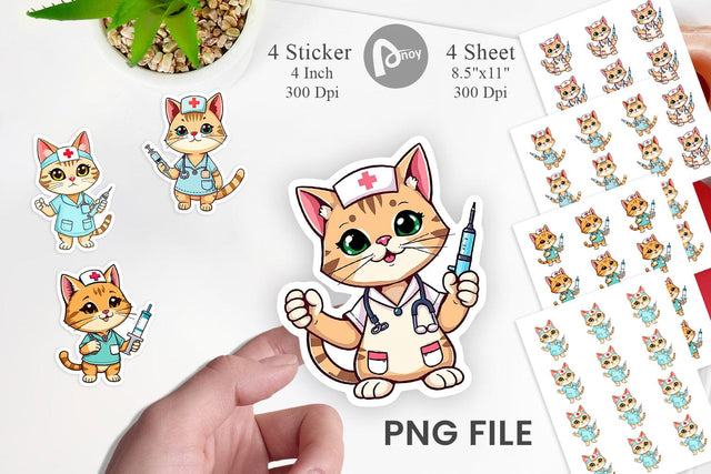 Sticker Nurse Cat Sublimation artnoy 