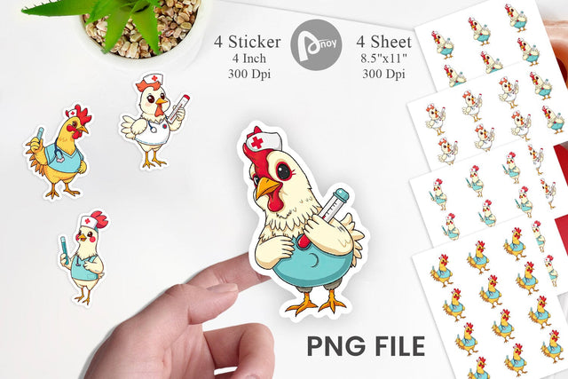 Sticker Nurse Chicken Sublimation artnoy 