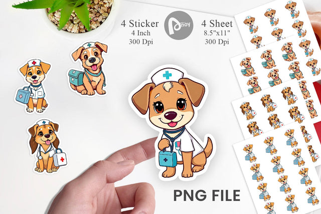 Sticker Nurse Dog Sublimation artnoy 