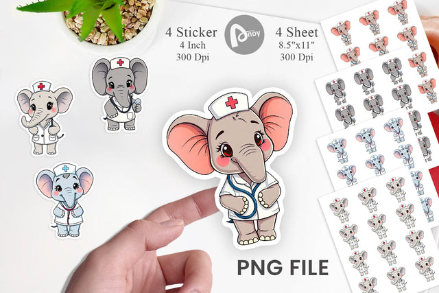 Sticker Nurse Elephant Sublimation artnoy 
