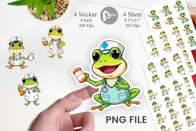 Sticker Nurse Frog Sublimation artnoy 