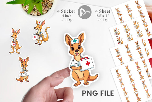 Sticker Nurse Kangaroo Sublimation artnoy 
