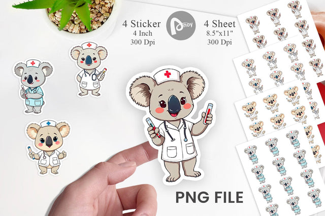 Sticker Nurse Koala Sublimation artnoy 