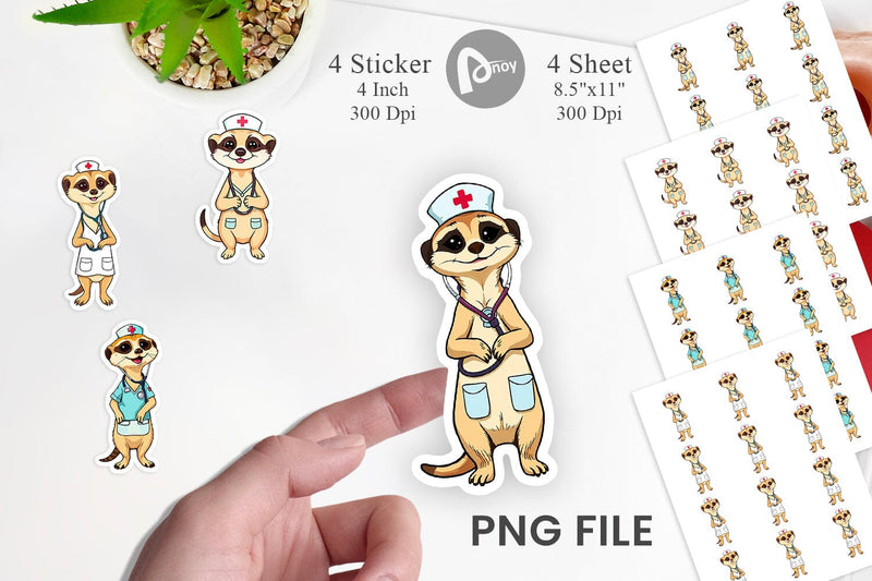 Sticker Nurse Meerkat Sublimation artnoy 
