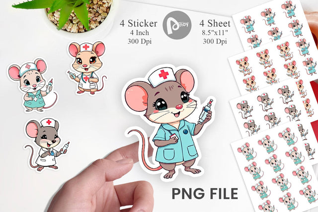Sticker Nurse Mouse Sublimation artnoy 