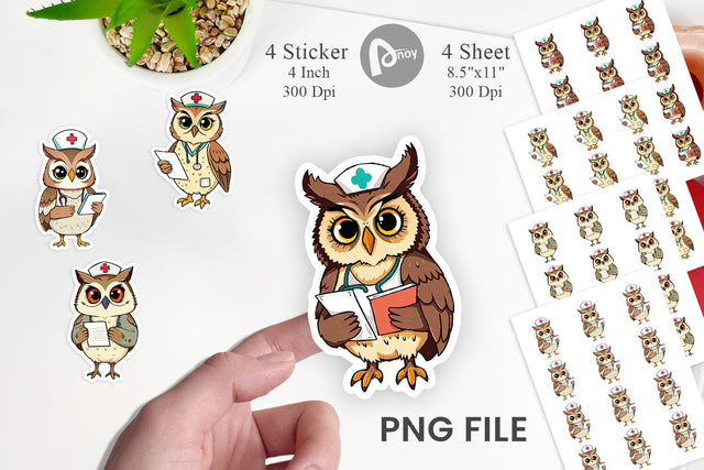 Sticker Nurse Owl Sublimation artnoy 