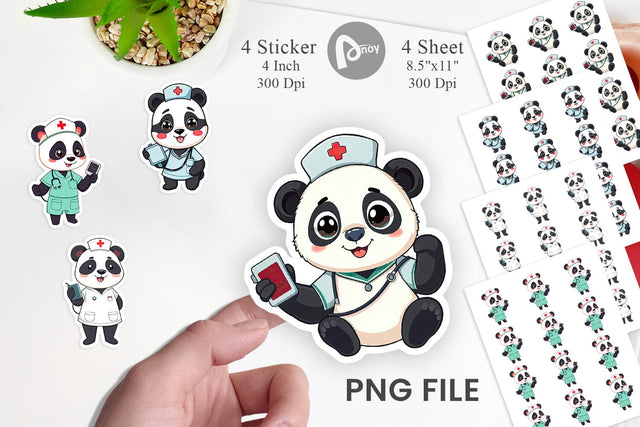 Sticker Nurse Panda Sublimation artnoy 
