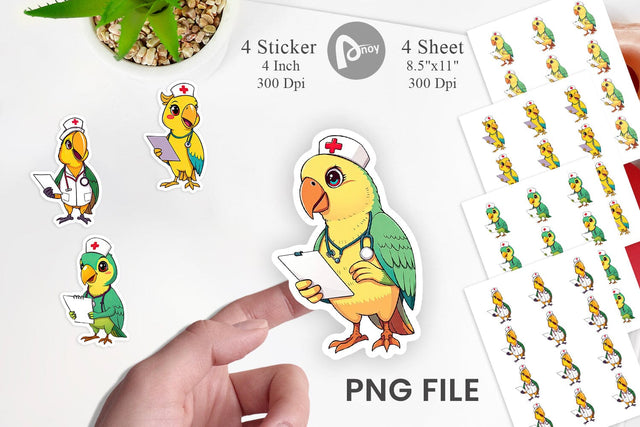 Sticker Nurse Parrot Sublimation artnoy 