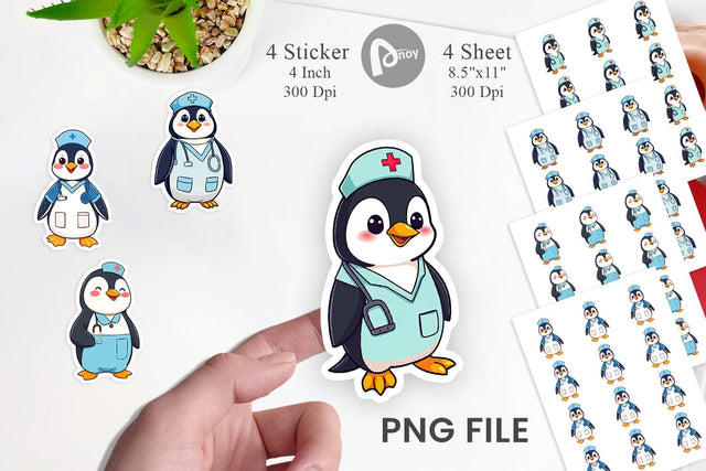 Sticker Nurse Penguin Sublimation artnoy 