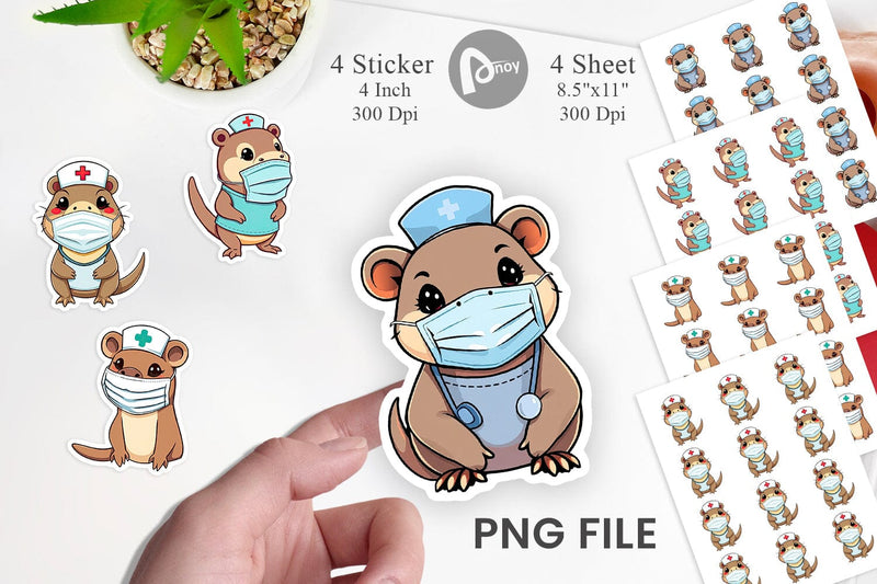 Sticker Nurse Platypus Sublimation artnoy 