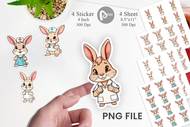 Sticker Nurse Rabbit Sublimation artnoy 