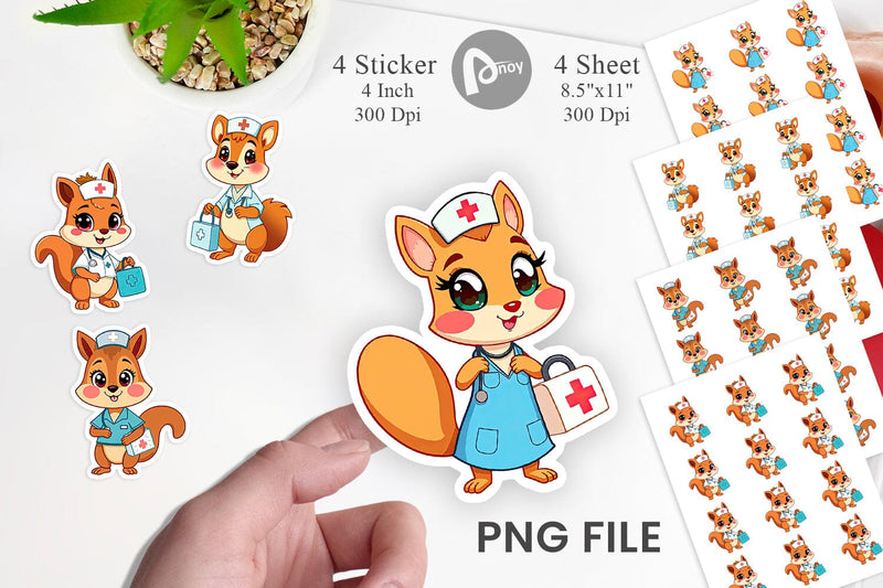 Sticker Nurse Squirrel Sublimation artnoy 