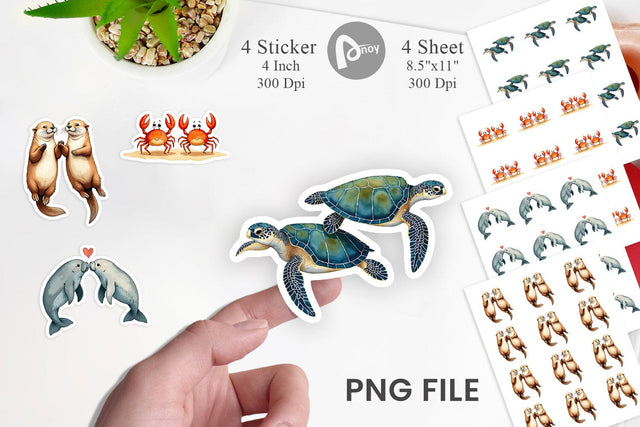 Sticker Oceanic Embrace Watercolor Lovers Sublimation artnoy 