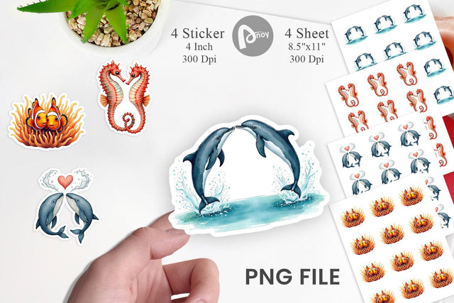 Sticker Oceanic Embrace Watercolor Lovers Sublimation artnoy 