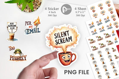 Sticker Office Coffee Humor Sarcastic Quotes Sublimation artnoy 