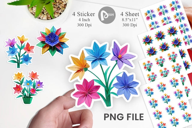 Sticker Origami Flowers Sublimation artnoy 