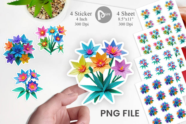 Sticker Origami Flowers Sublimation artnoy 